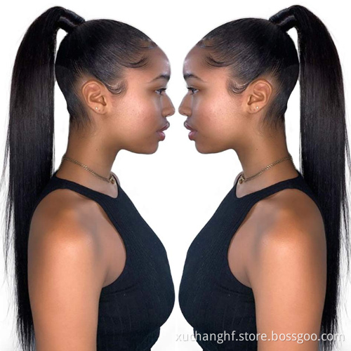 Natural Straight Drawstring Ponytail 100% Brazilian Virgin Human Hair Extension Ponytail For Black Women